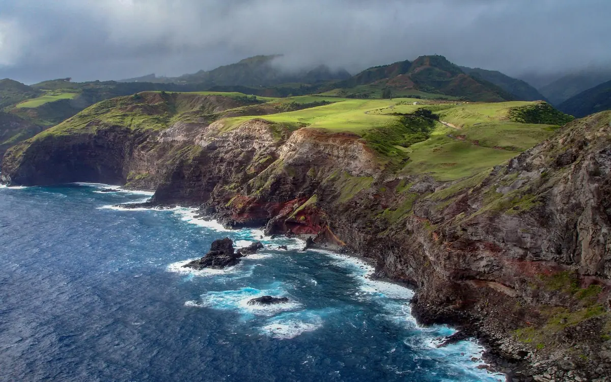 The north coast of East Maui seen from a helicopter