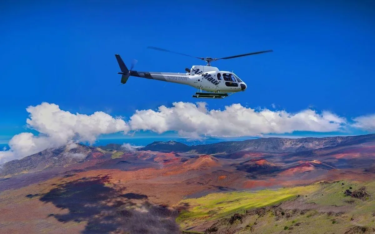 The Haleakala crater filmed from a 45-minute Maui helicopter tour