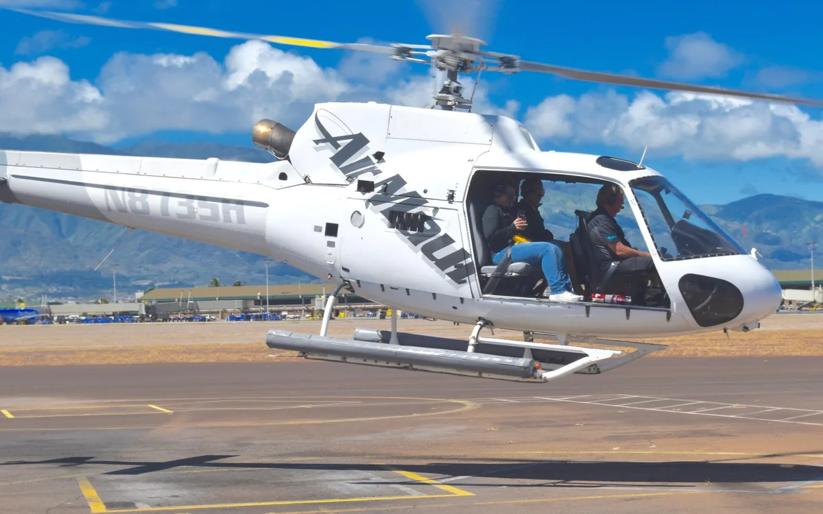 A doors-off helicopter flight over West Maui and Molokai