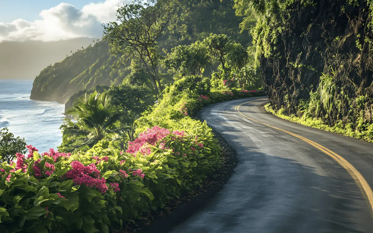 A one-lane bridge on the Road to Hana, Maui