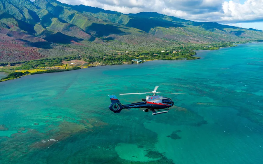 Three Hawaiian islands from a helicopter flight over Maui